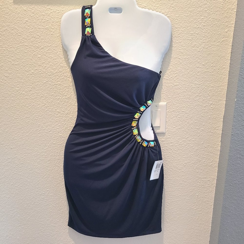 🆕️ NWT B. Darlin womens dress blue with one sleeve size 5/6